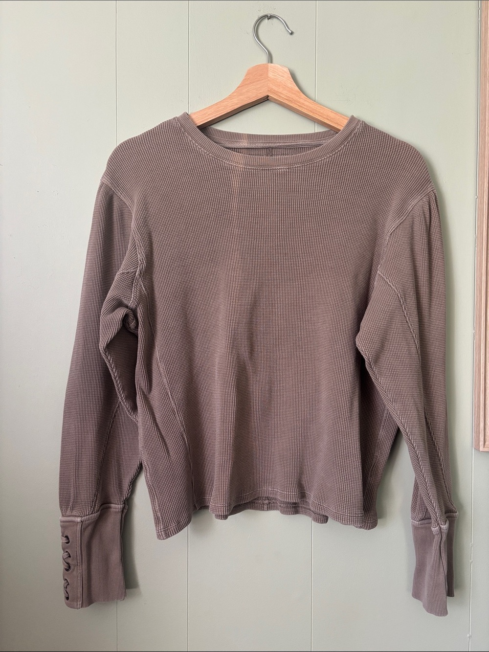 We The Free Long Sleeve Waffle Tee in Mauve Brown